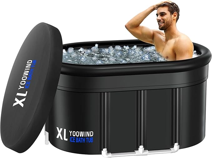 Upgrade XXL 150 Gal Cold Plunge Ice Bath Tub, Large Size for Athletes Up to 6'5'' Tall, Portable for Cold Water Therapy Recovery, Insulated Multi Layered Ice Bath Barrel for Indoor Outdoor Gym