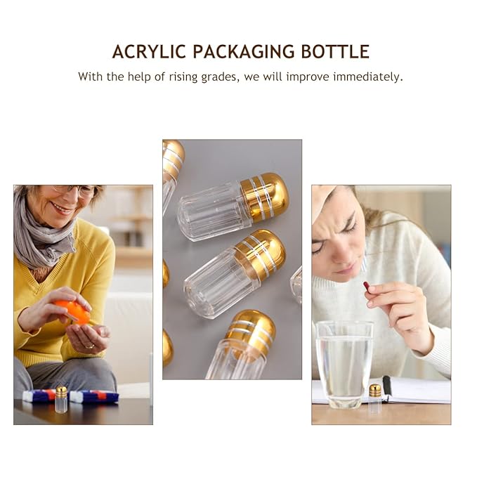 Balacoo 50pcs Mini Pill Case Powder Bottle Container Clear Container Storage Jars Empty Medicine Pill Fake Capsule Container Transparent Container Sealed Jar Solid Capsule Bottle