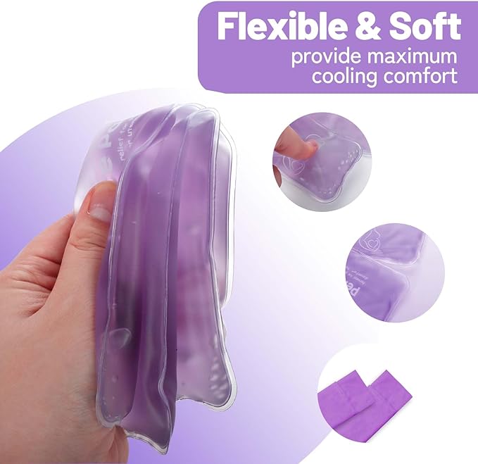 Reusable Perineal Cooling Pad for Postpartum and Hemorrhoid Pain Relief,Instant Perineal Cold Pack,Vaginial Ice Pack for Pain Relief (Color-Purple)