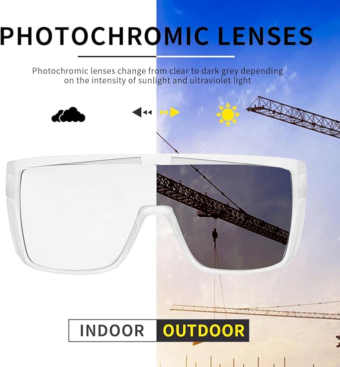 Transition Photochromic Safety Glasses For Men Women Wrap Around Safety glasses with Anti bluelight UV Protection