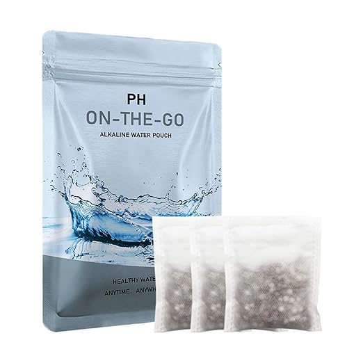 Portable Alkaline Water Filter Pouch for Your Bottle, Cup, Alkaline Water Filter System for Clean, High PH Water Alkalizer for Pure Drinking Water, Naturally Increases PH Levels (3 Pack)