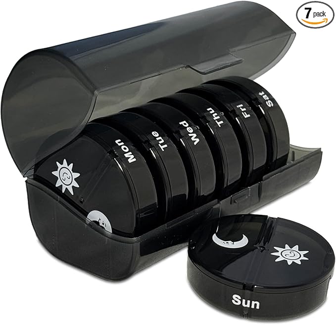 Pill Organizer 2 Times a Day AM PM, Weekly 7 Day Medication Organizer, Large Capacity Pill Box for Vitamins, Fish Oil & Supplements – Travel Pill Case
