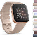 Mugust Sport Bands Compatible with Fitbit Versa 2 / Fitbit Versa/Versa Lite/Versa SE, Classic Soft Silicone Replacement Wristbands Straps for Fitbit Versa 2 Smart Watch Women Men (Small,Milk Tea)
