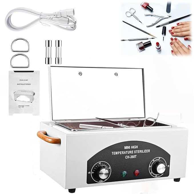 High Temperature Sterilizer Autoclave Machine, 110V 300W 1.5L with Timer Manicure Metal Tool Cleaner Machine,Autoclave Sterilizers, Nail Tool Sterilizer for Sundry Beauty Hair Nail Metal Tools