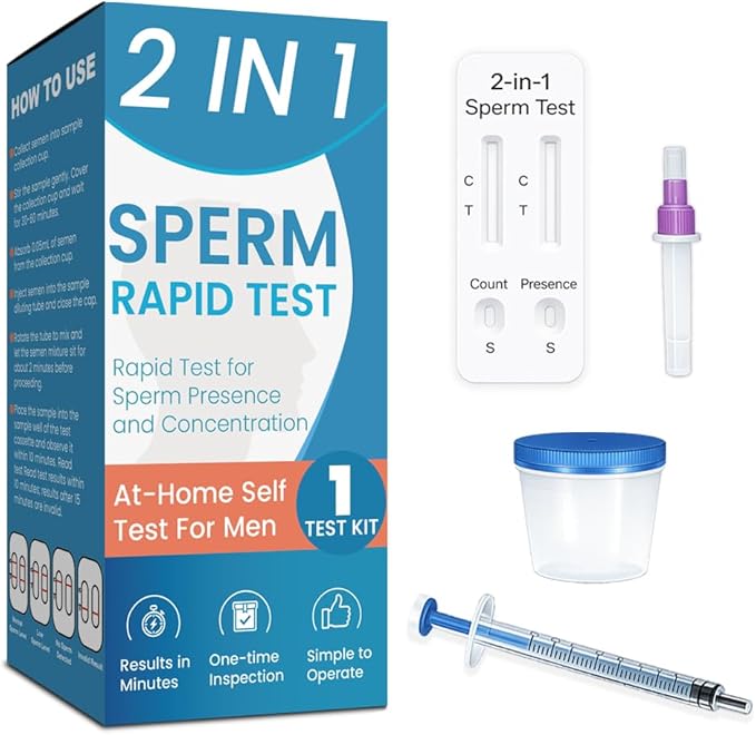 Sperm Check – 2 in 1 Fertility, Easy Home Screening for Fertility Planning, at-Home Male Sperm Test Kit, Easy to use, Accurate Semen Concentration Result in Minutes.