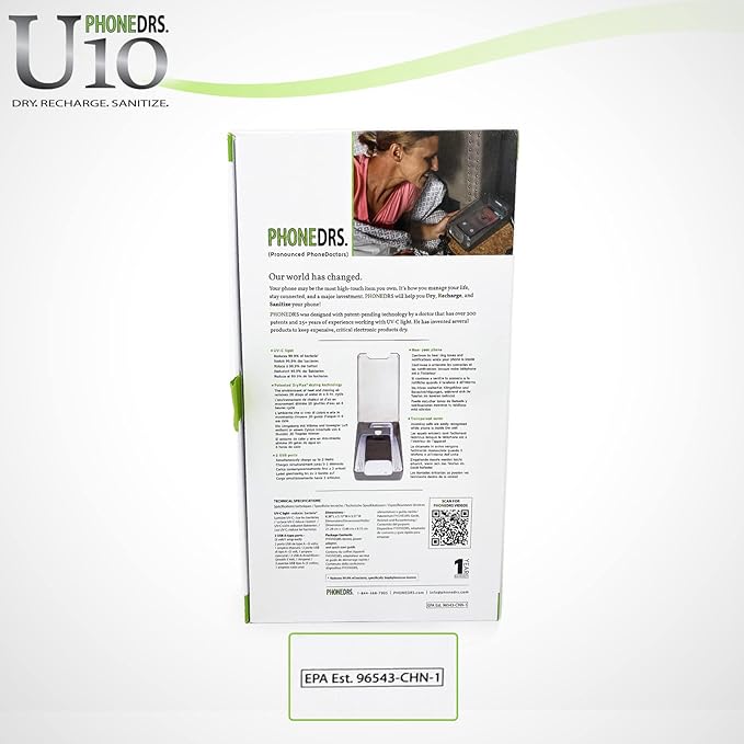 U10 UV-C Cell Phone Sanitizer with Dryer and Charger | Cleans, Dries and Charges All Phones