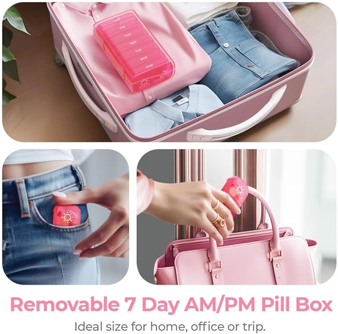 AUVON XL Weekly Pill Organizer 2 Times a Day, AM PM Pill Case with One-Side Large Opening for Easy to Use, Pill Box 7 Day Travel Medication Organizer for Medications, Vitamins, Fish Oils, Supplements
