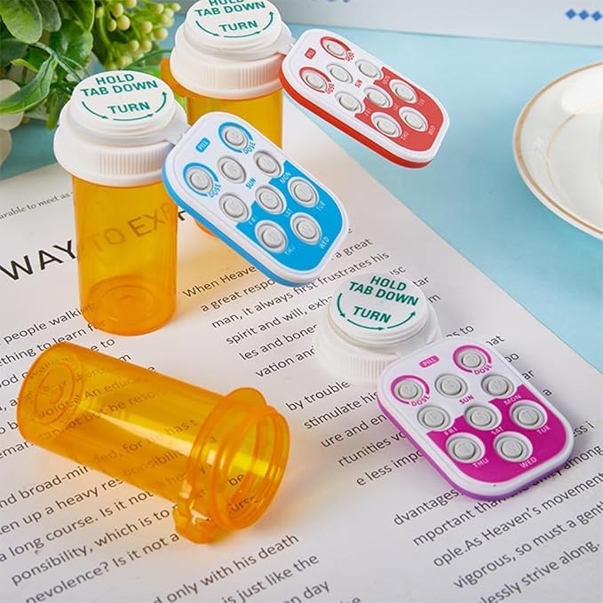 Blue Pill Popper Medication Tracker Organic Silicon Pill Popper Medication Tracker Reminder Adult/The Child Daily Pill Reminder Small and Portable Memory Aid with Buttons with Bottle, Medication Aids