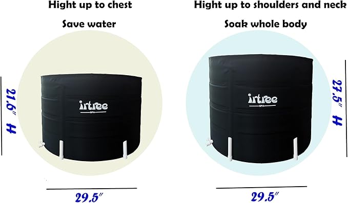 Portable Adult Soaking Bathtub - Folding Cold Plunge Tub Barrel Bath Shower (Dia 29.5" x H 21.6")