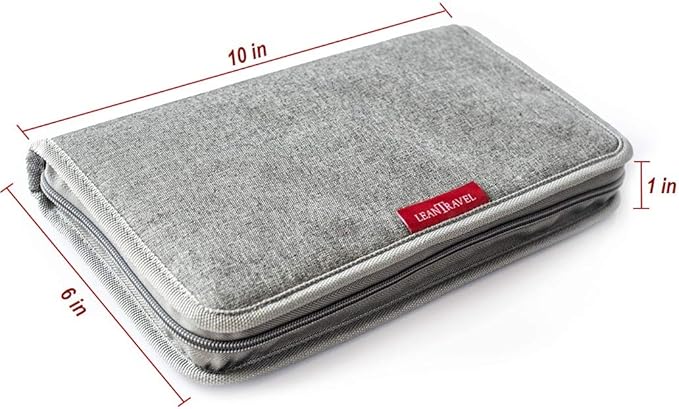 LeanTravel Pill Case Organizer for Travel with Passport Wallet, Color Grey, Size Extra Large for 7 to 28 Day Travel