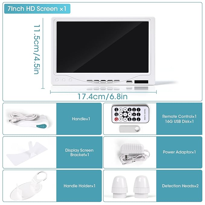 7 Inch Scalp & Skin Analysis Microscope, 50X/200X Dual Lens HD Camera with 4-Split View & 16GB USB, Portable Scalp Camera for Personal Hair Care, Home Use and Mobile Salon Services