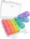 Fullicon Extra Large AM PM Pill Box Organizer 7 Day, Travel Medicine Pill Organizer 2 Times a Day, Large Supplement Vitamin Dispenser, Weekly Jumbo Pill Case Container for Purse (Clear Rainbow)