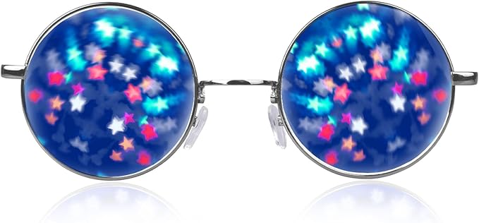 GloFX Diffraction Glasses | Hippie and Pilot Style Metal Frames with Mirror Lens and 3D Prism Rainbow Effect