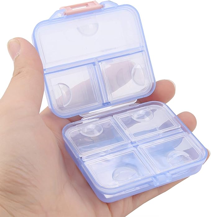 7 Grids Weekly Pill Box Portable Medicine Storage Box Foldable Drug Case Tablet Organizer for Travel (Blue)