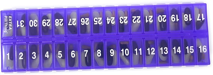 AM/PM 31 Day Once-a Day Monthly Pill Planner Organizers - Large Compartment Pill Boxes Store Medications for Entire Month Plus Compartment for Extra Pills (AM/PM) (Teal & Purple)