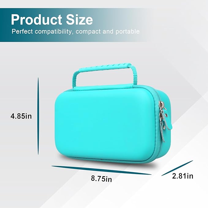 Canboc Travel Carrying Case for Asthma Inhaler, Handheld Spacer for Adults and Kids, Masks, Hard Inhaler Case with Mesh Pocket fit Medicine and Other Essentials, Mint Green (CASE ONLY)