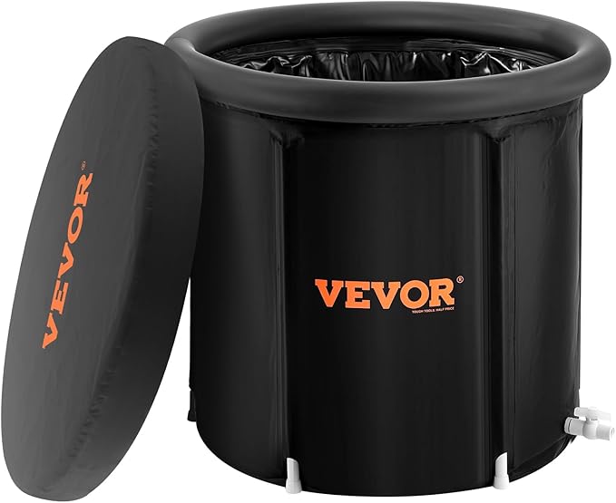 VEVOR Ice Bath Tub, Cold Water Therapy Plunge Tub for Athletes, Portable Outdoor Ice Barrel Plunge Pool for Recovery, 90 Gal Inflatable Folding Bathtub with Cover, Home Ice Pod for Adult, 32"Lx30"H