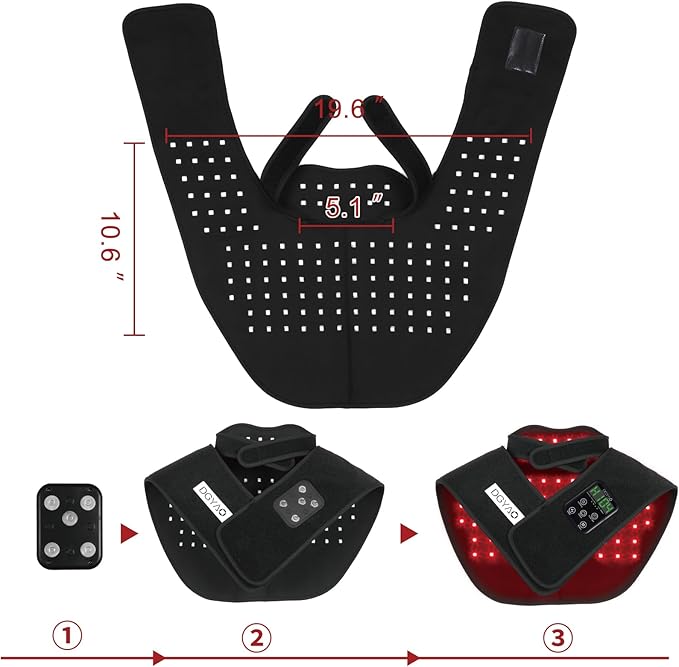 Cordless Led Red Light Therapy for Shoulder Neck Pain Relief Portable Near Infrared Light Therapy Devices for Body Joints Muscle Nerve Relax Wearable Wrap Pads with 6000mAh Battery…