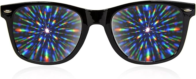 GloFX Black Frame Extreme Line Diffraction Glasses – Laser Etched for Vibrant Rainbow Light Effects, Flexible & Durable, Perfect for Raves & Festivals