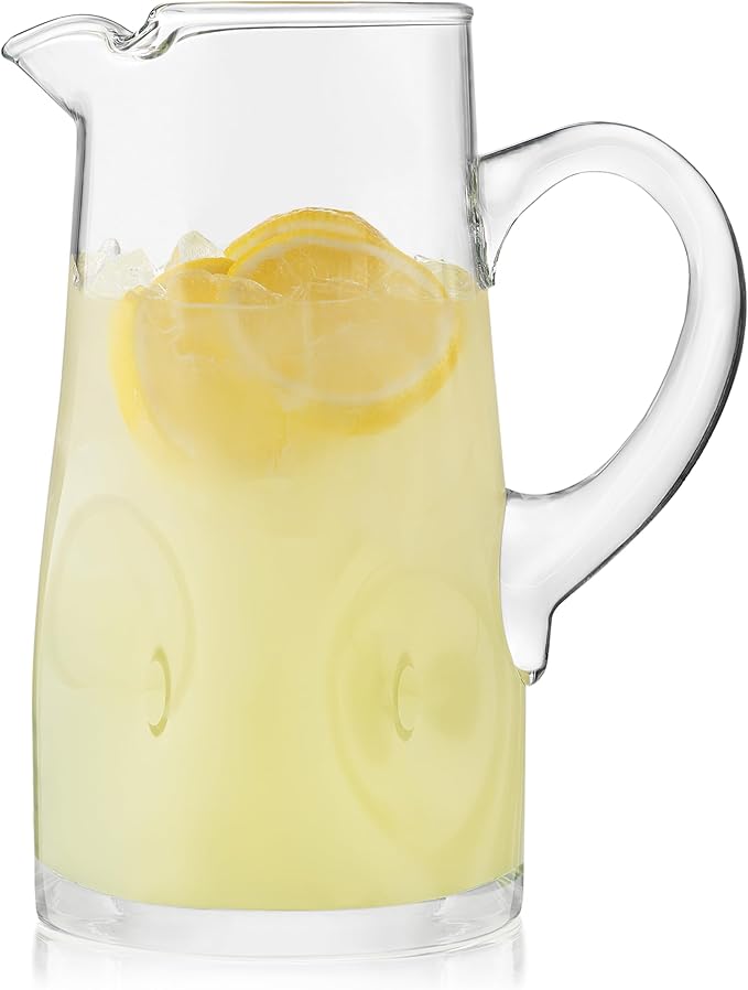 Libbey Impressions Large Glass Pitcher, 80 Oz, Clear, Tall Cocktail Pitcher, Modern Glass Pitchers with Handle for Lemonades, Iced Tea, Wine and More