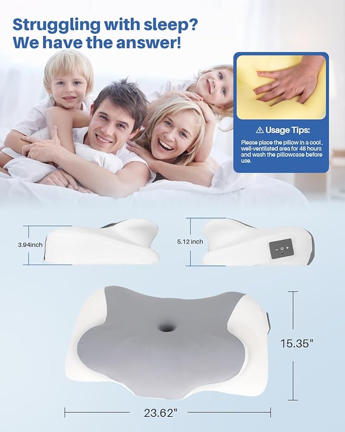 Hopihe Bluetooth Pillow, Sound Pillow for Tinnitus, Cervical Neck Pillow for Neck and Shoulder Pain Relief, APP Control White Noise Machine Butterfly Cooling Memory Foam Pillow for Side Back Sleeper