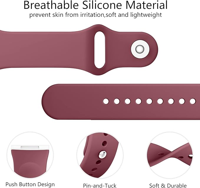 AK Silicone Bands Compatible with Fitbit Versa 4 & Sense 2 Bands for Women & Men, Soft Straps Replacement Wristbands for Fitbit Versa 3 & 4 / Sense & 2 Smart Watch (Wine Red)