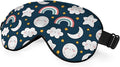 Cute Sky Night Eye Mask Sleeping Mask Moon Clouds Rainbows Stars Sleep Masks Silky Soft Eye Cover for Women Men Shading Blindfold for Air Travel Sleeping