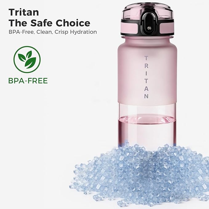 32oz Water Bottle with Chug Lid, Frosted & Clear Tritan BPA-Free, Leakproof, Wide Mouth, Portable Sports Water Bottle for Gym, Office, Travel, Outdoor (Pink)