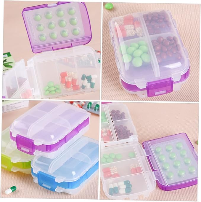NOLITOY 1pc Three-Layer Portable Folding Pill Box Compact Travel Case for Medications Plastic Capacity Convenient Organizer for Vitamins and Daily Use