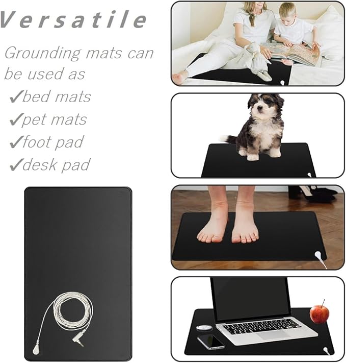 Grounding Mat Earth Connected Mat for Feet Bed Desk Better Sleep Relief Balance 11.8x23.6 Inch Foot Pad with Cord