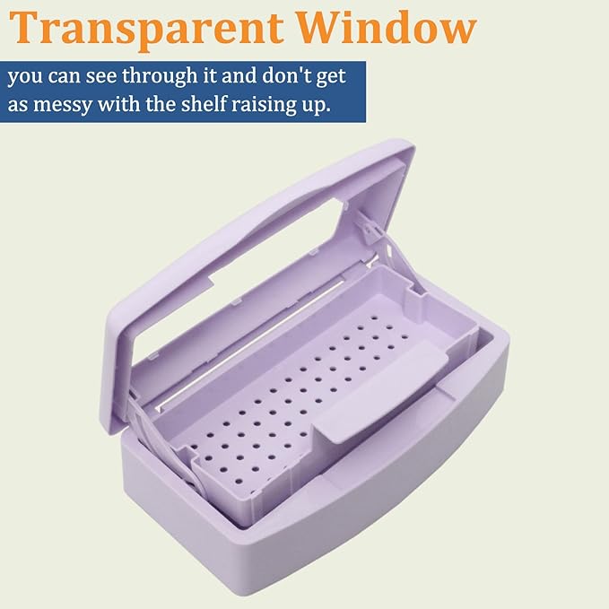 Nail Tool Sterilizer Box, Plastic Sterilization Tray for Tweezer, Eyelash Extensions, Hair Salon, Spa, Nail Implement for Esthetician