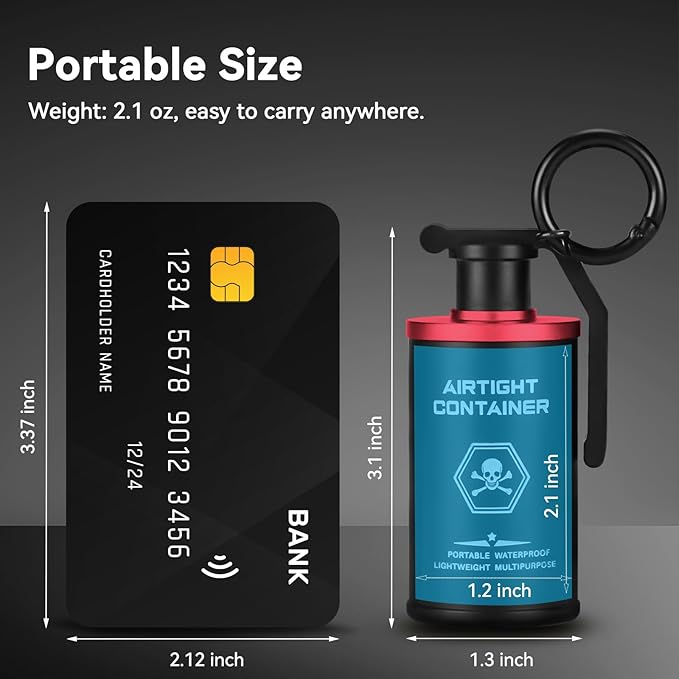 Tactical Pill Case, Durable Aluminum Small Pill Holder with Keychain, Airtight & Waterproof Vitamin Container for EDC, Travel, Outdoor - Red