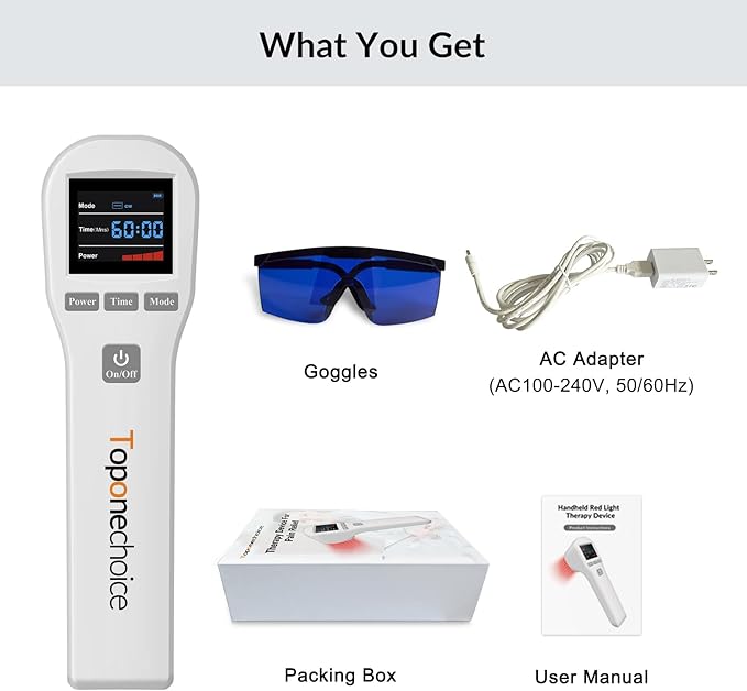 Red Light Therapy Device - 4x808nm+16x650nm Near Infrared Light Therapy for Joint Muscle Pain Relief, Handheld Infrared Therapy for Body, Knee, Shoulder, Back, Dog, Cat, Horse, White