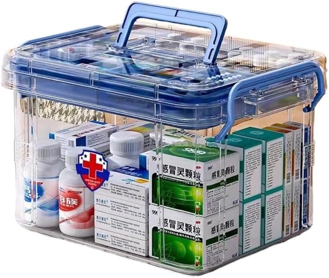 Double Compartment Medicine Storage Box With Large Capacity - Transparent Pill Bottle Organizer for Home