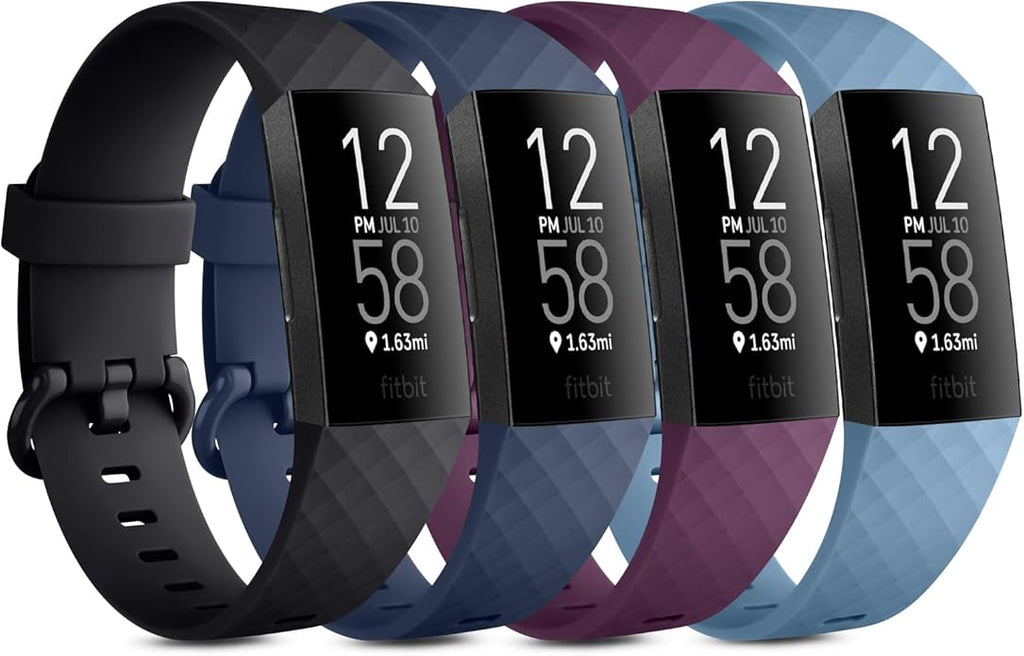 Vancle Bands for Fitbit Charge 4 Bands/Fitbit Charge 3 Bands Women Men[4 PACK], Classic Soft Replacement Sport Straps Wristbands for Fitbit Charge 4 / Charge 3 Fitness & Health Tracker