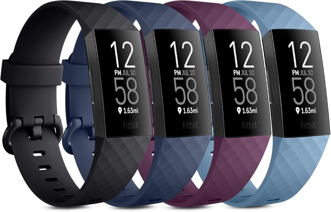 Vancle Bands for Fitbit Charge 4 Bands/Fitbit Charge 3 Bands Women Men[4 PACK], Classic Soft Replacement Sport Straps Wristbands for Fitbit Charge 4 / Charge 3 Fitness & Health Tracker