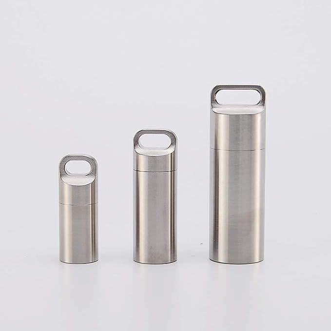 tooloflife Waterproof Stainless Steel Pill Case, Pill Box, Keychain Pill Fob, Travel Pill Holder, 3 Compartments