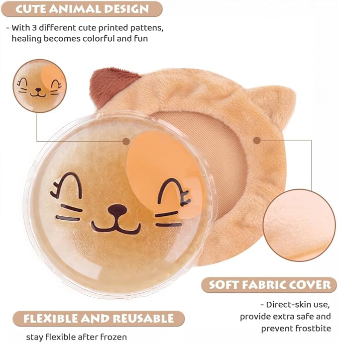Hilph Kids Ice Packs for Boo Boos, FSA Eligible, HSA Approved, 3 Gel Toddler Cold Packs with Cute Cover for Injuries Reusable, Hot Cold Compress for Pain Relief, Toothache, Wisdom Teeth, Fever