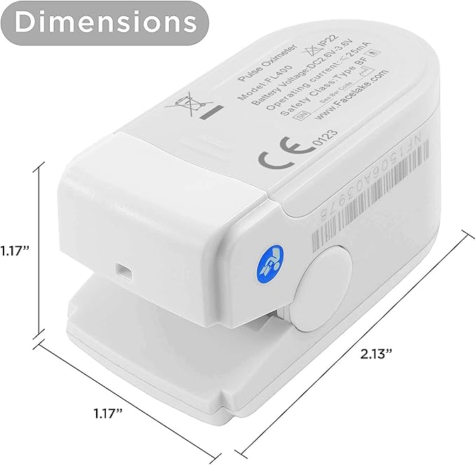 FL400 Pulse Oximeter with Neck/wrist Cord, Carrying Case and Batteries- White