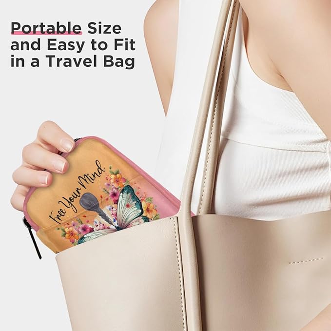 Butterfly Woman Flower Pill Case Travel Pill Organizer Weekly 7 Day Portable with Zipper Medicine Box Pill Case for Vitamins, Birth Control,Fish Oils,Medication, Supplements