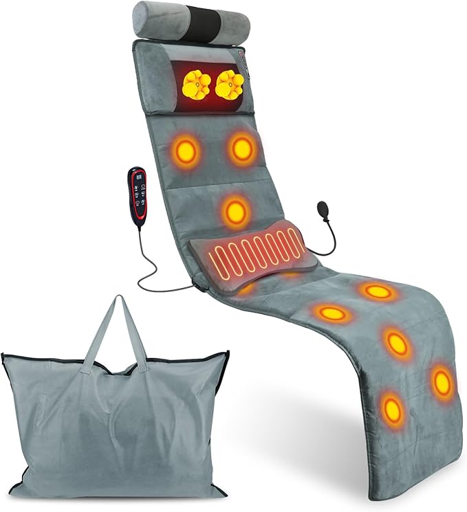 Full Body Massage Mat with Heat, Multiple Modes Vibration Massage Pad Neck Massager Lumbar Pillow Massage Mats for Full Body with 10 Vibration Motors 3 Timers for Home Office Use