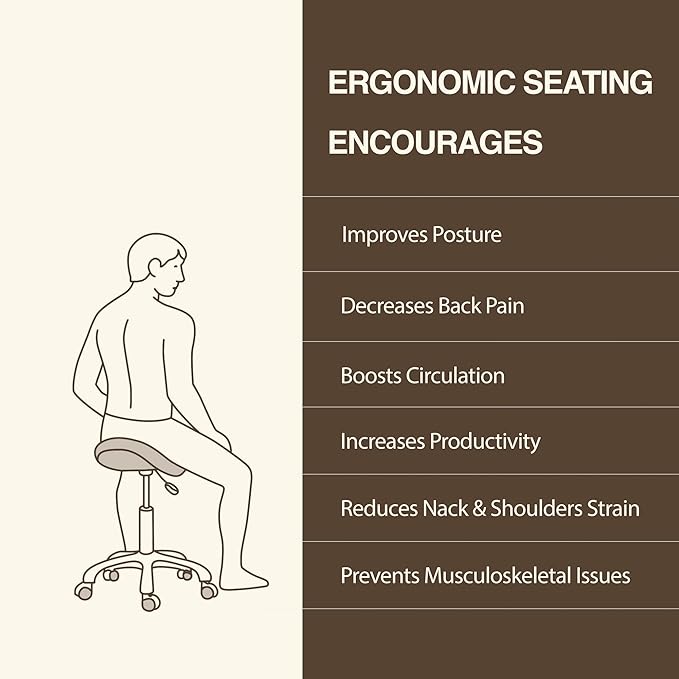 Ergonomic Saddle Seat Adjustable Pneumatic Hydraulic Drafting Swivel Rolling Stool Chair for Medical Hygienic SPA Massage Salon Home and Office - Hilo 508 (Tan, Standard)