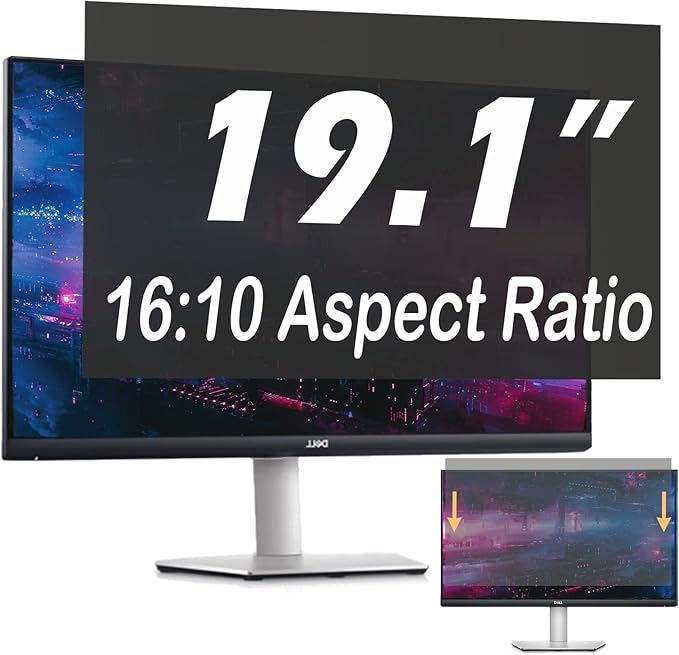 19.1 Inch Privacy Screen for Computer Monitor, 16:10 Anti-Spy Filter for Laptop & PC Display, Blue Light Blocking Anti-Glare Reversible Protector Film, Easy Slide-Mount Installation (19.1 Inch Widescreen(16:10))
