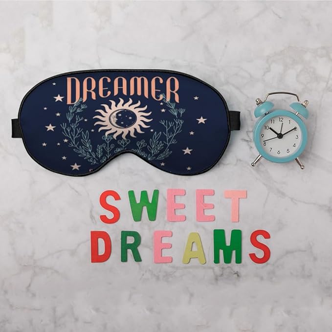 Dreamer Silk Sleep Mask with Adjustable Strap for Travel, Nap, Shift Work, Office - Dark Blue