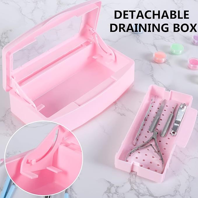 Plastic Sterilizing Tray,Sterilization Box,Nail Art Tool Sterilizer Tray, Sterilizer Tray Box Nail Art Salon Sterilizing Too（Pink）