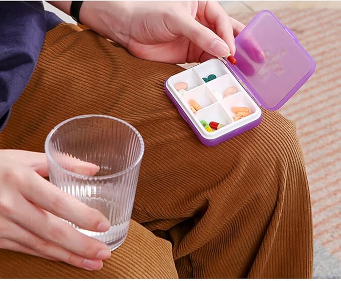 Eforcase Travel Pill Organizer, Portable Pill Case, 6 Compartments Daily Pill Organizer Small Pill Box for Pocket Purse Portable Weekly Pill Box Container for Medicine Vitamin