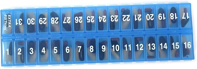 PillThing Monthly Pill Organizer 1 Time a Day, 31 Day Pill Organizer Dispenser with Extra Compartment, Large Daily Pillbox Case for Vitamins, Supplements, Fish Oil