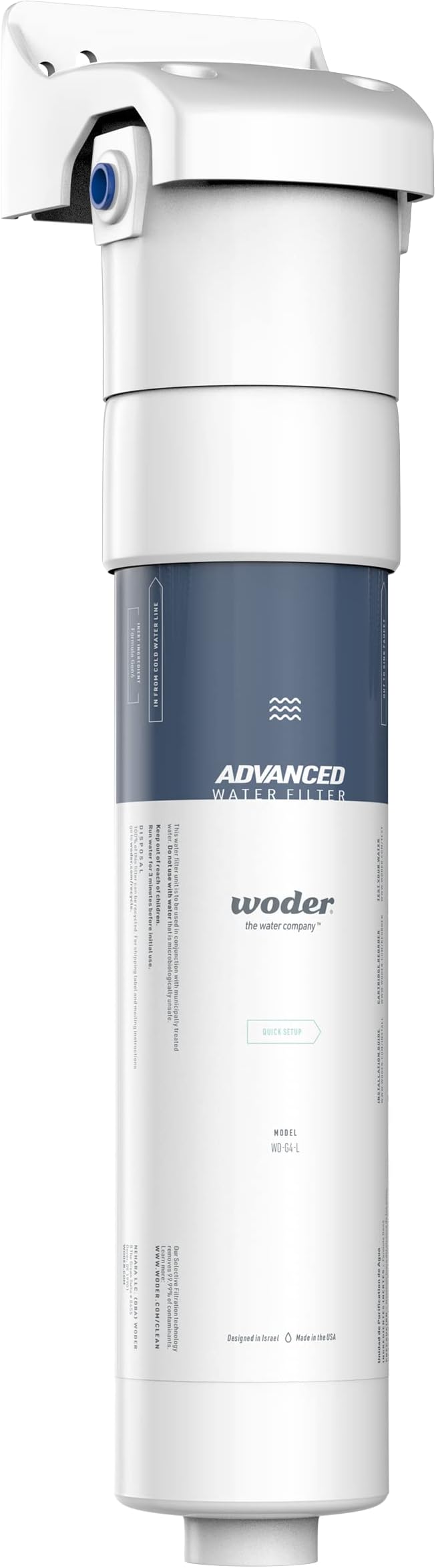 Woder WD-S-8K-ADV-JG Ultra High Capacity Inline Water Filter with ¼” John Guest Fittings - WQA Certified 8,480gal – Removes Chlorine, Lead, Chromium 6 and More. US Made