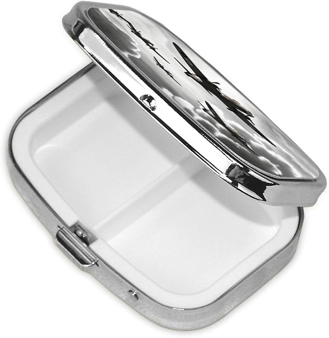 Square Pill Box 2 Compartment Medicine Pill Case World War Pill Box for Purse Pocket Waterproof Metal Pill Container Portable Pill Holder Mini Pill Organizer for Travel or Daily