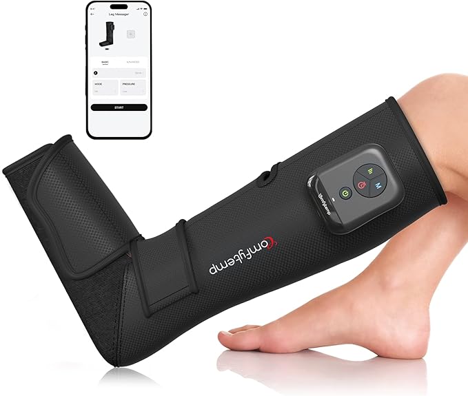 Comfytemp Cordless Air Compression Leg Massager for Circulation and Pain Relief FSA, Portable Foot and Calf Compression Boot for Swelling, HSA Eligible, Ideal for Mom Dad (1 Pack, Fits Calf 13"~19")